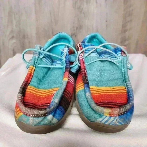 Roper Youth Blue Aztec 'CHILLIN SERAPE' SLIP-ON MOCCASINS SHOES Size 10 - Picture 8 of 8